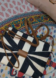 Striped Clutch with Bow Detail