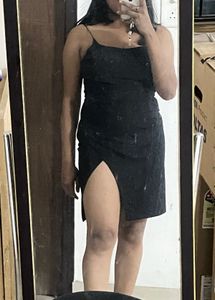 Chic Black Mini Dress with High Slit