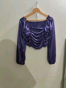 Purple Ruched Long Sleeve Top