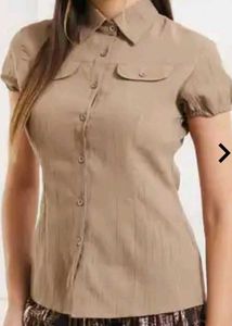 brown puff sleeve shirt