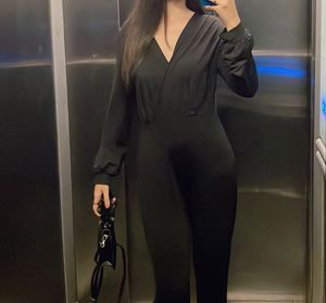 Chic Black V-Neck Jumpsuit