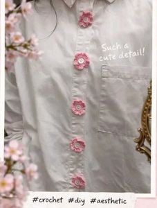 Crochet Pink Flower Buttons