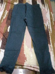 Dark Teal Lace Trim Leggings