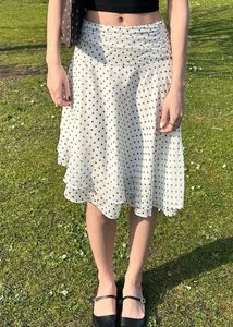White Polka Dot Ruffle Skirt