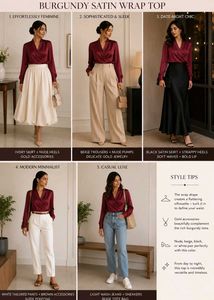 Burgundy Satin Wrap Top