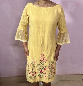 Yellow Embroidered Kurta