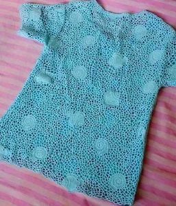 Handmade Crochet Blue Tunic Top