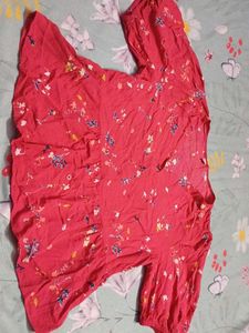 Red Floral Print Puff Sleeve Top