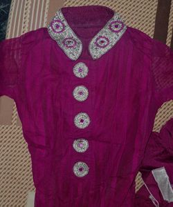 Beautiful Magenta Kurta Set with Embellishments