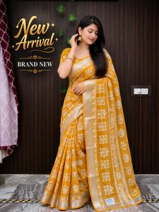 New Arrival Yellow Floral Print Saree