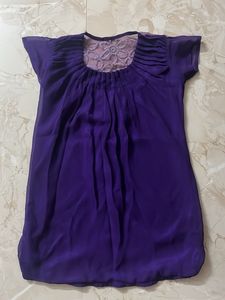 Purple Sheer Blouse with Lace Detail