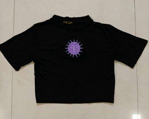 Black Sun Graphic Crop Top