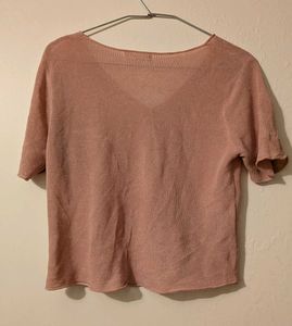 Dusty Rose Button-Up Knit Top