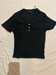 ZUDIO Ribbed Henley Neck T-Shirt (XS)