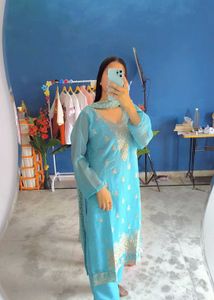 sky Blue kamiz duppta trouser sets
