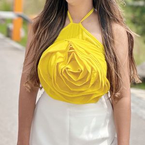 Yellow Rose Halter Neck Top
