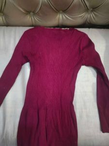 Burgundy Ribbed Knit Sweater