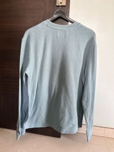 Light Blue Waffle Knit Long Sleeve TShirt