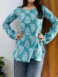 Backless Blue Floral short kurti