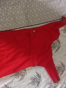 Red Ethnic Dress with Mirror Work