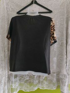 Shein Leopard Print Contrast T-Shirt