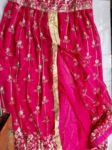 Stunning Red &amp; Gold Embroidered Sharara Suit Set