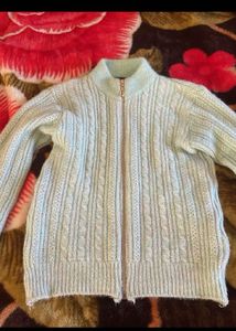 Mint Green Cable Knit Zip Cardigan