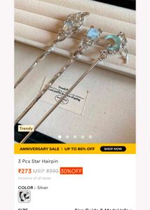 3 Pcs Star Hairpin Set - Elegant Silver