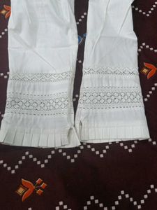 Elegant White Palazzos with Lace Detail