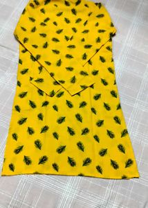 FEATHER PRINT ETHNIC YELLOW KURTA