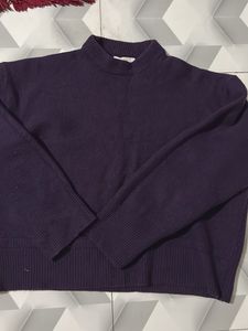 cashmere Purple Knit Pullover Sweater