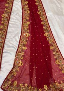 Maroon Embroidered Saree