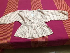 Free Assembly Striped Button-Up Top