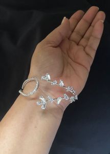 Sparkling Leaf &amp; Drop Bangle Bracelet