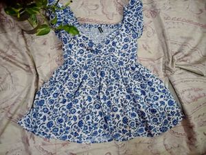Blue &amp; White Floral Smocked Top | Cute Summer Wear
