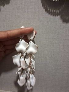 White Petal Dangle Earrings