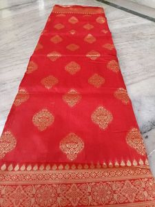 BANARASI SILK Red Saree with Gold Border😍🥰🤩