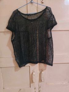Black Mesh Crop Top