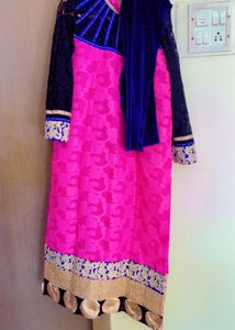 Vibrant Pink &amp; Blue Kurta Set