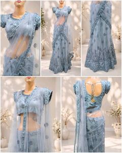 Designer Blue Net Lehenga Choli