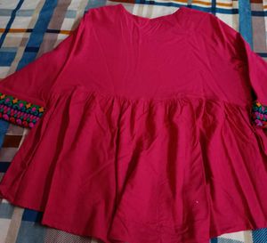 Embroidered hot Pink Kurta/top