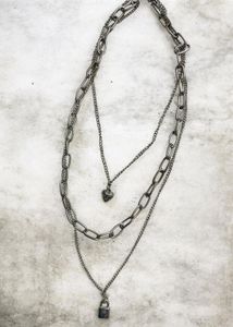 Layered Heart and Lock Necklace