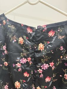 Black floral Floor length Gown