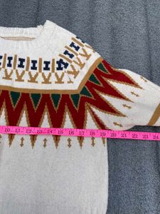 Patterned Knit Pullover Sweater