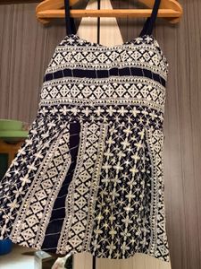 Chic Navy & White Embroidered Blouse