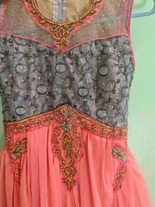 Beautiful Peach Embellished Ethnic Gown