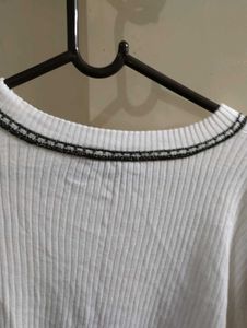 Ribbed Knit Crew Neck Top