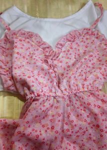 Pink Floral y2k  Babydoll Dress / to