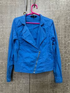 Vibrant Blue Asymmetrical Zip Jacket