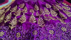 Purple & Gold Embroidered Skirt  with Dupatta